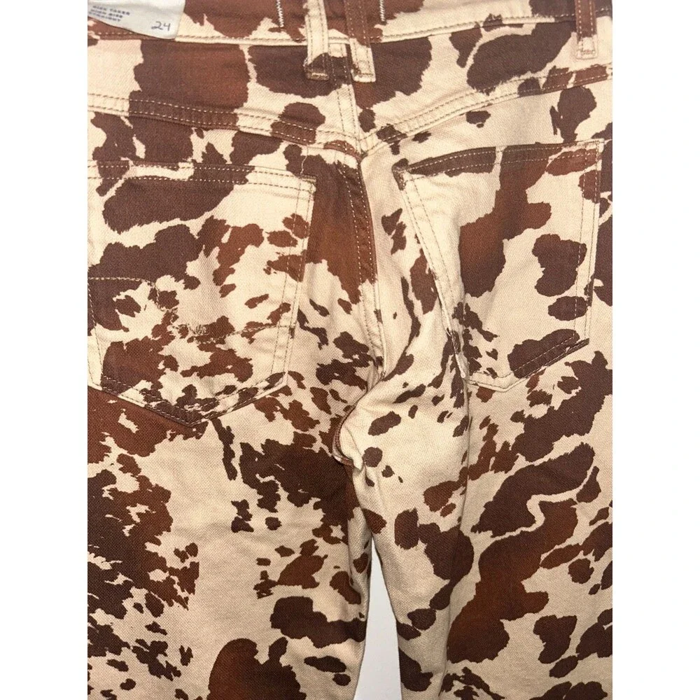 Free People We The Free Women’s Risk Taker Animal Cow Print Jeans size 24 NWT